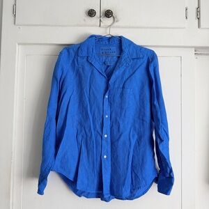 Frank & Eileen “Eileen” Linen Blouse - Blue